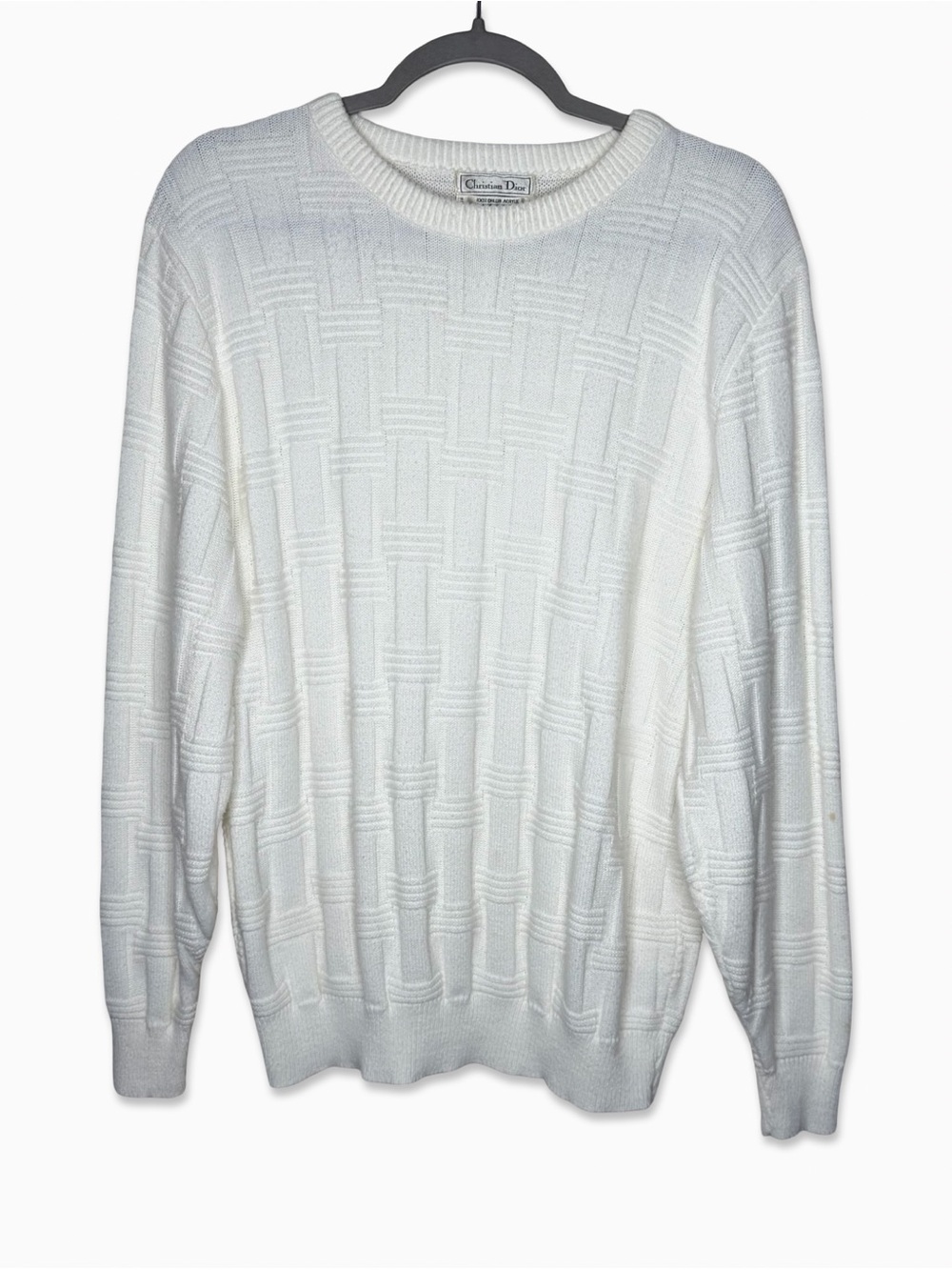 Christian Dior Men’s M White Patterned Crewneck Sweater